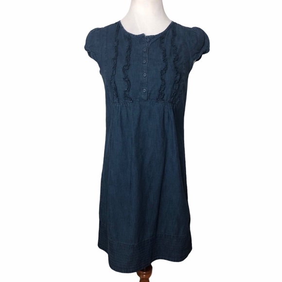 GAP Dresses & Skirts - Gap Cap Sleeve Ruffle Chambray MIDI Dress